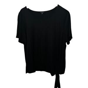 Talbots Woman Top Black Short Sleeve Side Tie Spring Knit Casual Comfy Plus1X